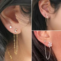 snake studs earrings for women charm girl geometric tassel gold chains ear jewelry u shape clip earring 2021 trend korea earring