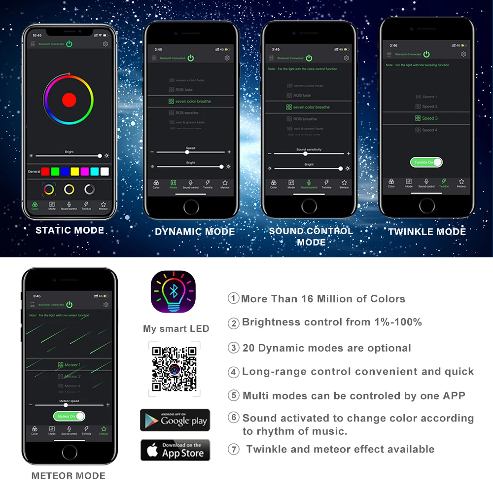 Bluetooth app 16 Вт RGBW Мерцающий СВЕТОДИОДНЫЙ волоконно оптический Звездный потолочный