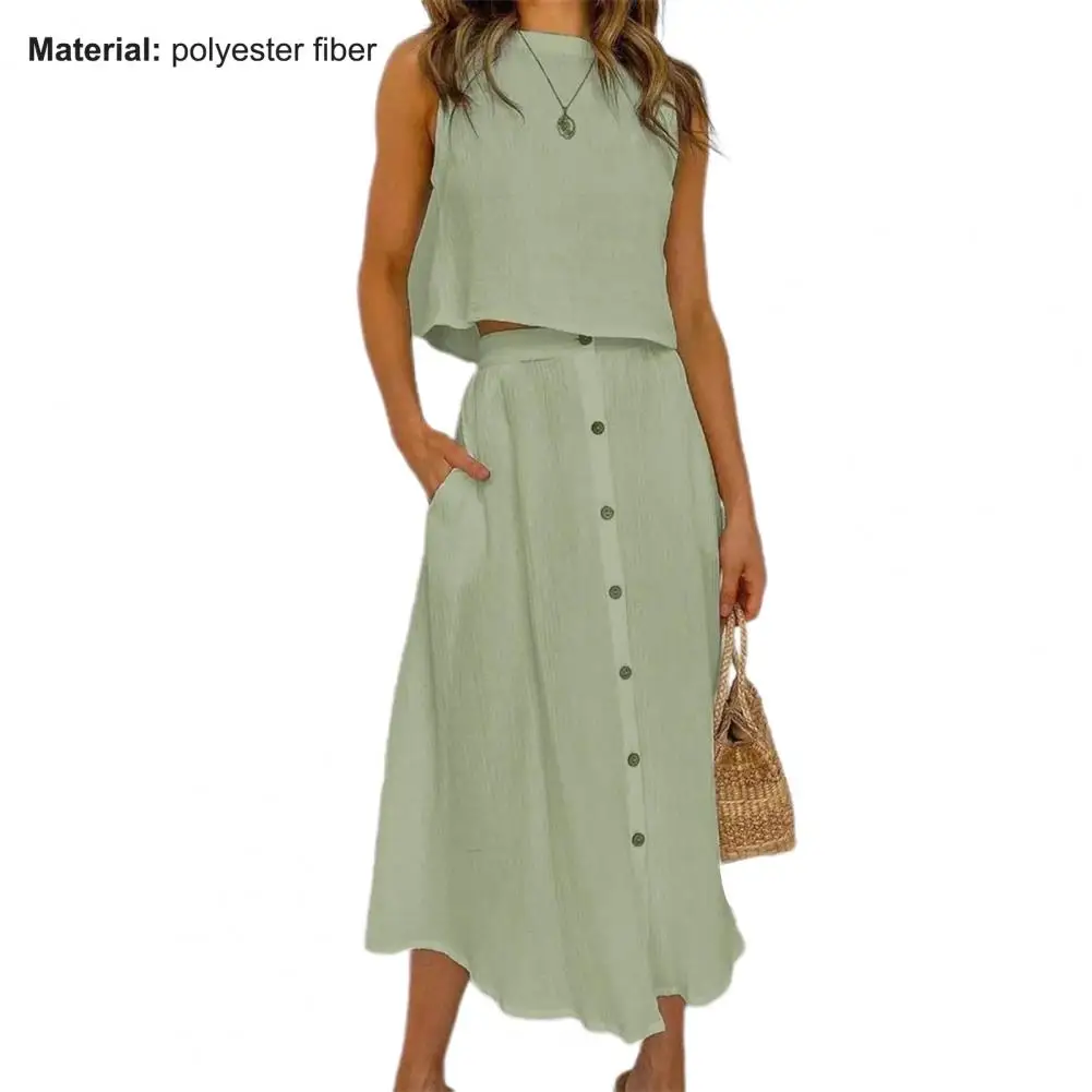 

60% Dropshipping!!1 set of women's two-piece dress suit round neck comfortable and thin, daily comfortable pass summer 2021