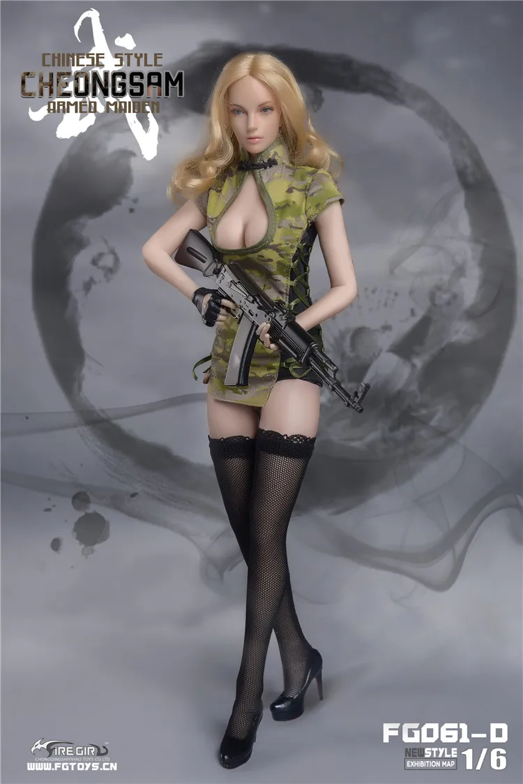 1/6 масштаб FG061 сексуальная женская одежда китайский стиль cheongsam платье с чулками