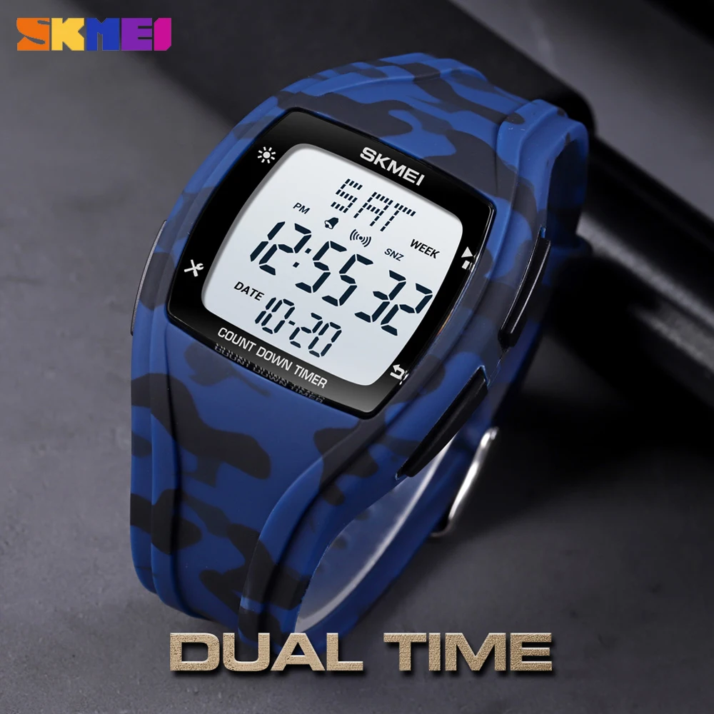 

SKMEI LED Light Display Men Digital Wristwatch Military Chronograph Waterproof Countdown Timer Sport Watches Relogio Masculino