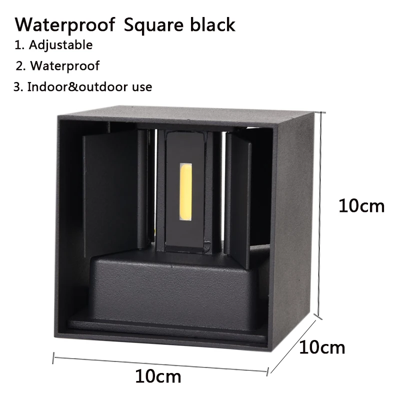 IP65 Large black IP65 светодиодный водонепроницаемый настенный светильник 12 Вт для помещений и улицы, регулируемый настенный светильник для двора, крыльца, коридора, спальни, настенный светильник - Цвет абажура: IP65 Large black