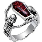 2021 винтажное обручальное кольцо в стиле панк с черепом вампира летучей мыши в стиле хип-хоп обручальное кольцо с красным цирконием готические кольца для женщин и мужчин модные украшения для платья