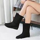 Плюшевые и утолщенные теплые зимние ботинки Изысканные с кисточками средней длины водонепроницаемые женские зимние ботинки