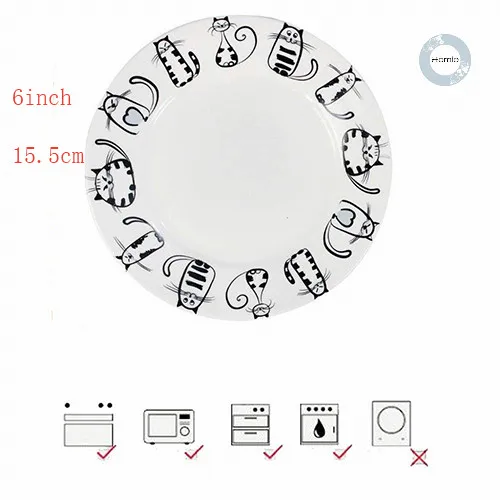 6 inch plate Homies японский стиль кошачья миска керамическая посуда столовая посуда набор соус рисовая супница лапша миска котенок кружка с изображением кошачьей мордочки для кошки любовь - Цвет: 6 inch plate