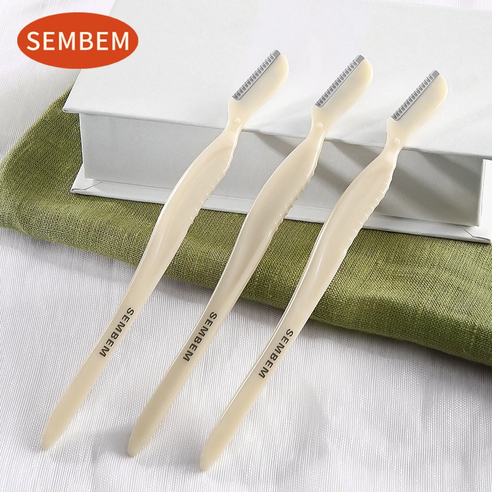 

SEMBEM Eyebrow Trimmer 2pcs Professional Women Makeup Shaver Safe Face Hair Removal Knife Stainless Steel Eyebrow Blade Trimmer