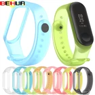 Ремешок BEHUA для Xiaomi Mi Band 6, 5, 4, 3, силиконовый сменный Браслет, прозрачный цветной ремешок из ТПУ для MiBand 4, 5