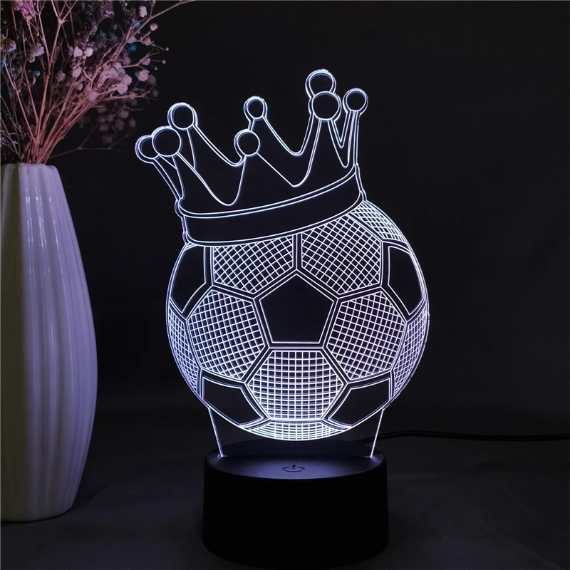 СВЕТОДИОДНЫЙ ночник в виде футбольной короны украшение для спальни настольная