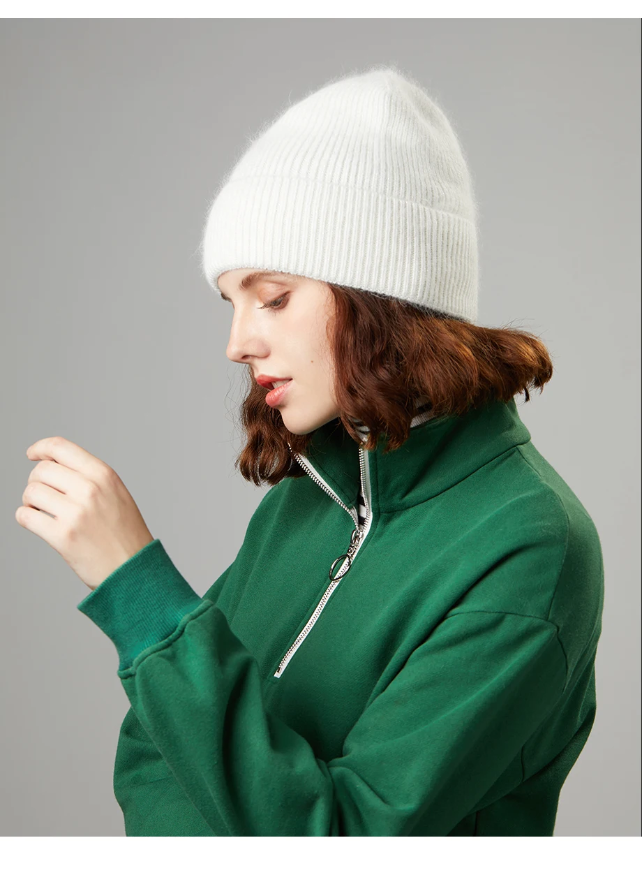 Вязаные шапки, зимние женские шапки, теплые шапки Skullies Beanies, высококачественные женские шапки из кроличьей шерсти, женская шапка