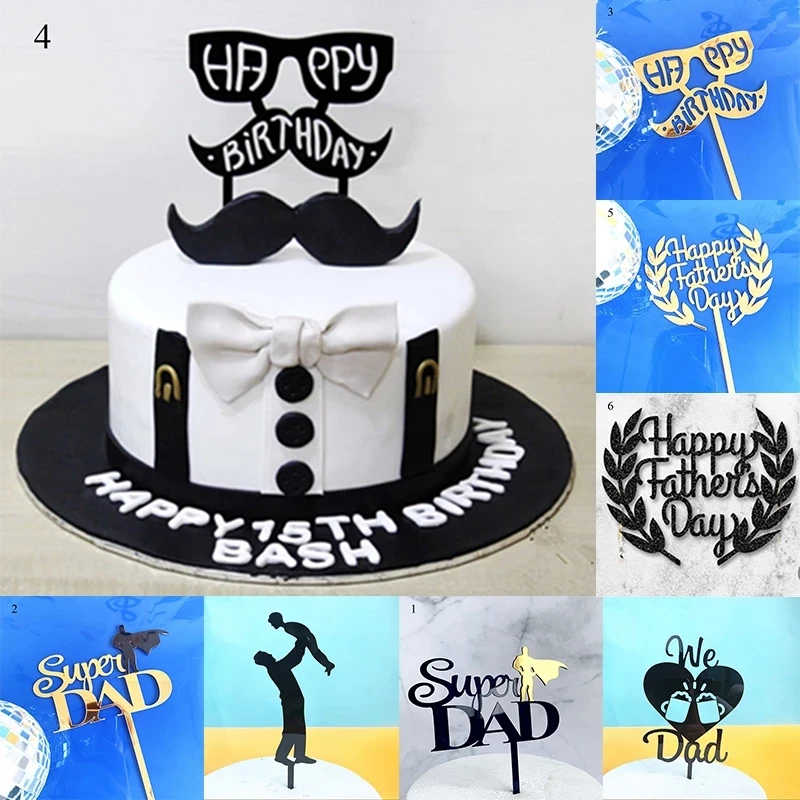 aliexpress.com - Acrylic Super Dad Cake Topper Happy Father’s Day Cake Topper Best Daddy Father’s Birthday Cupcake Topper Party Cake Decorations