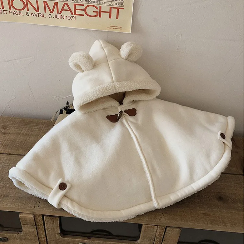 

Baby Girl Cloak Faux Fur Winter Infant Toddler Children Princess Hooded Cape Fur Collar Baby Outwear Tops Warm Clothes 1-8Y