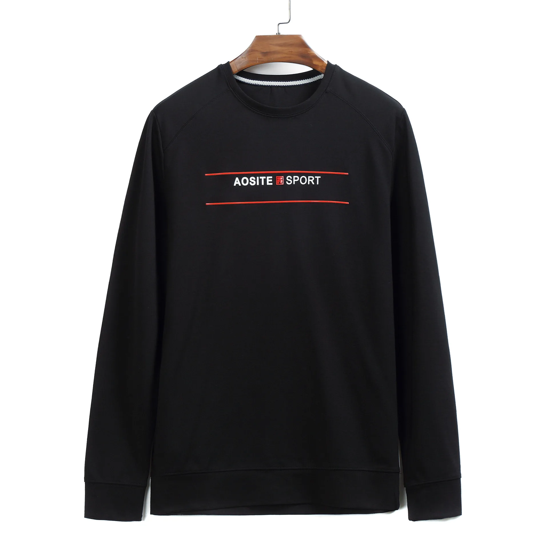 

2021 spring and autumn new fattening plus size men's long sleeve T-shirt fat relaxed round neck Pullover