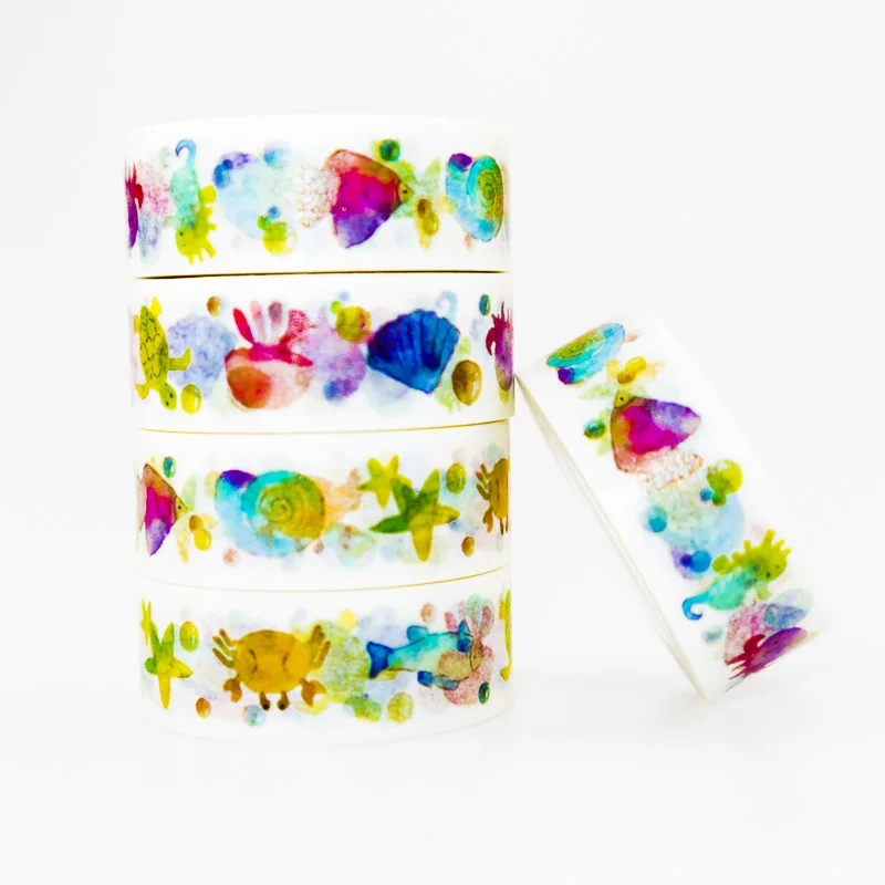 

Color Marine Life Washi Tape Set Masking Paper Tape Sticky Decorative DIY Decoration Office Stationery Scrapbook 1PCS