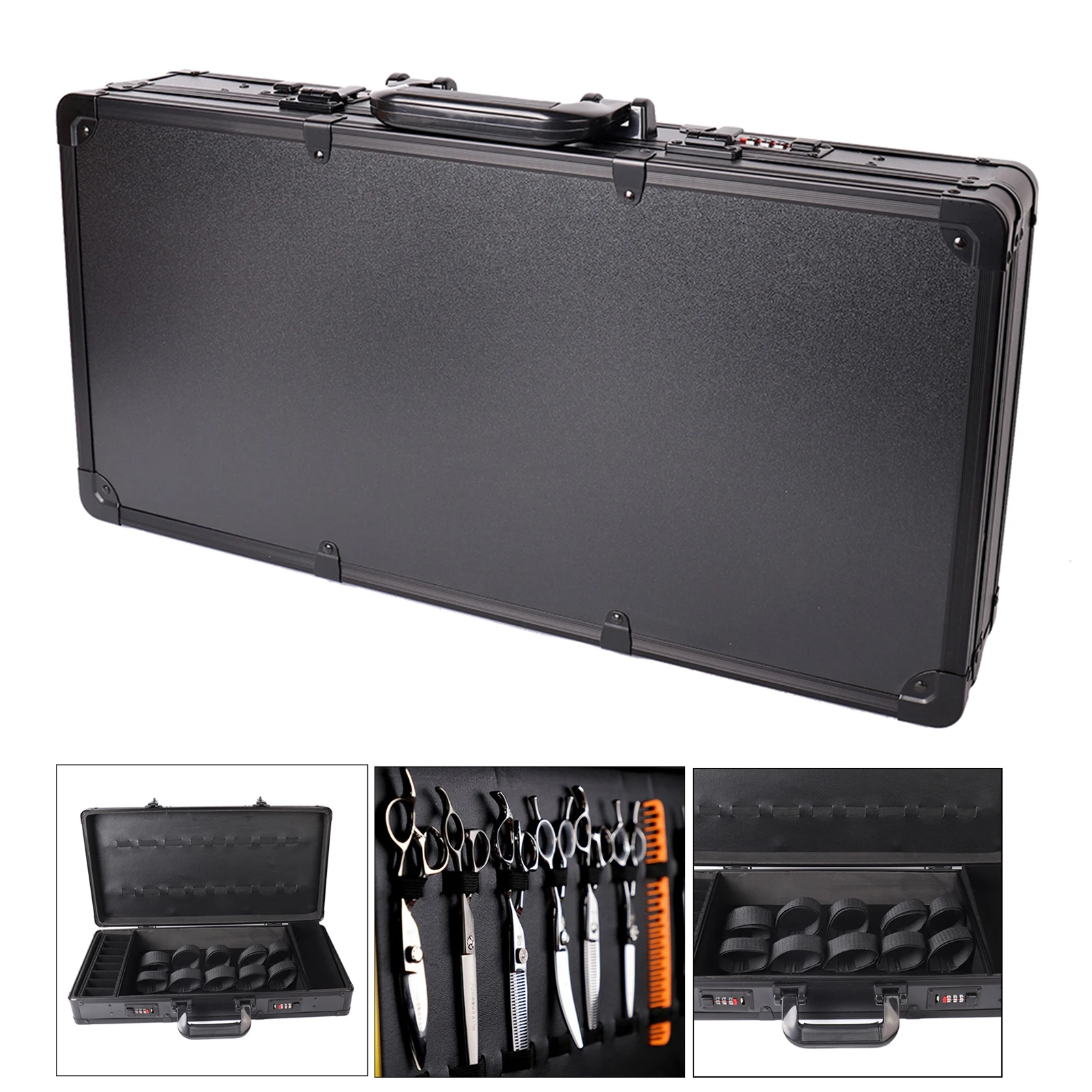

Barber Salon Stylist Travel Storage Aluminum Case Shear Clippers Tool Box Barber Stylist Lock Attache Travel Carrying Case