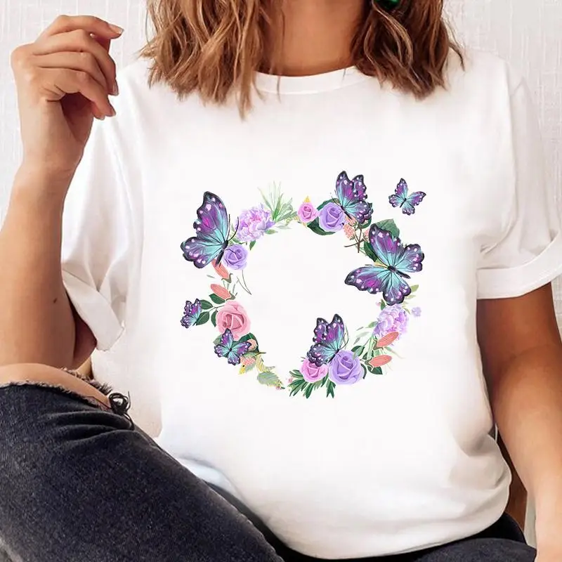 

Футболка женская с коротким рукавом и графическим принтом, сезон весна-лето