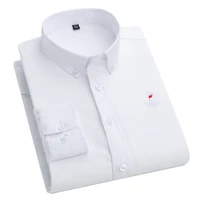 aoliwen 2021 new 100 cotton oxford fabric white solid color slim business casual long sleeve shirt button collar men shirts