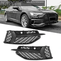 1 pair glossy black for rs6 style car front fog light grilles cover honeycomb mesh grills for audi a6 c8 2019 2020 car styling