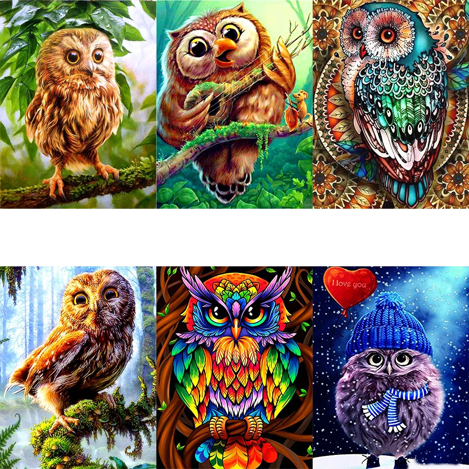 

5D Diamond Painting With Round Rhinestones Diamond Embroidery Animals Beautiful Animal Owl Cross Stitch Mosaic Home Decoration