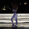 Striped Yoga Legging Women Print Goth Style Long Tights Casual Punk Ladies Sport High Waist Workout Elastic Leggings One Size 4