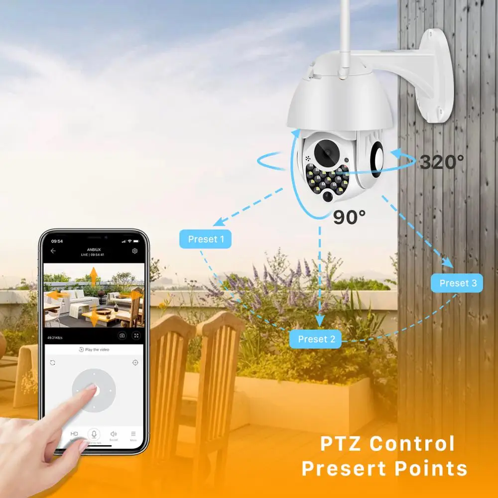 BESDER Dual светильник Беспроводной 1080p PoE IP PTZ Камера открытый IP66 Водонепроницаемый