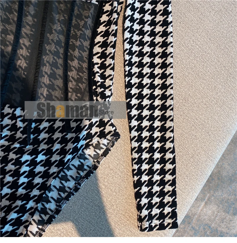 

luxury designer jumpsuites bodysuit for women 2020 Sexy Tight Slimming Houndstooth Long Sleeve bodycon rompers womens jumpsuit