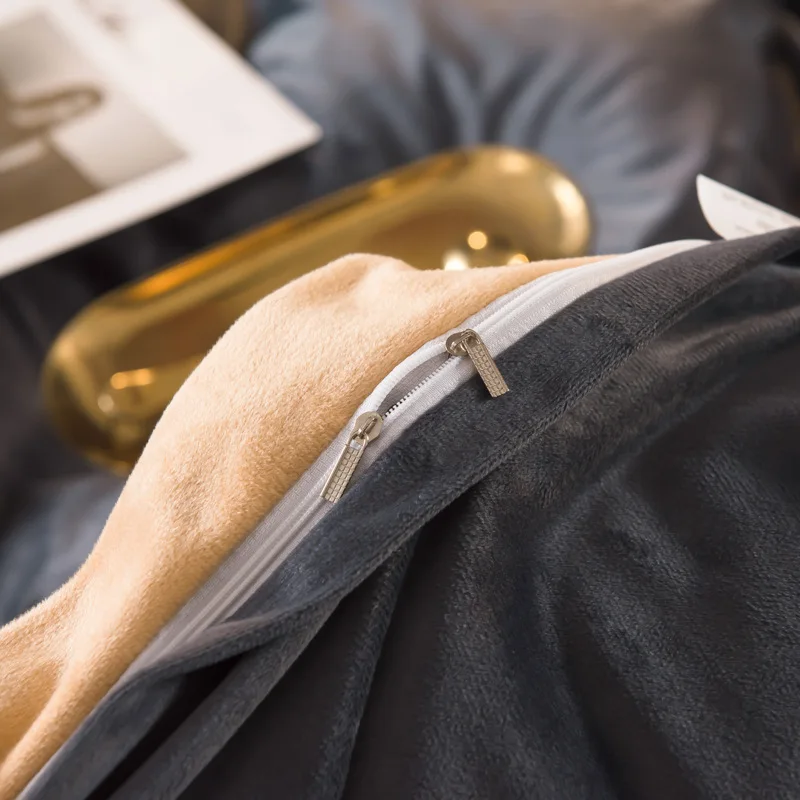 Зимний Бархатный комплект постельного белья из кораллового флиса пододеяльник