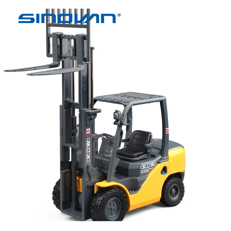 Alloy Diecast 1:20 Forklift Diecast Model Toy Children Gifts Two-Position Mast Raises and Lowers Simulated Light Forklift Model