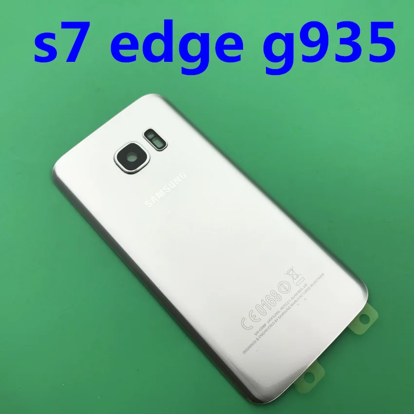 Samsung Galaxy S7 edge оригинальная Задняя крышка батареи G930 G930F чехол G935 G935F задняя дверь корпус стеклянная панель Запасная часть - Цвет: s7 edge silver