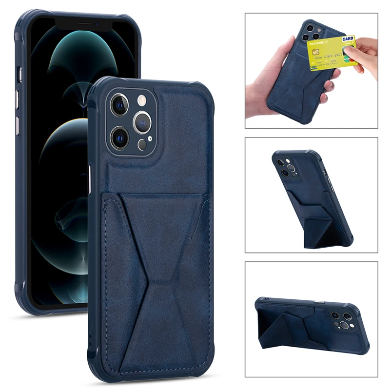 

Leather Bracket Phone Case for IPhone 12 11 Pro Max Shockproof Protection Cover for IPhone X XR XS Max 7 8 Plus 10 Coque Funda