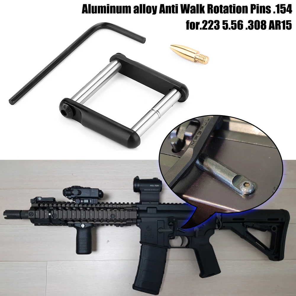 

Aluminum Anti Walk Rotation Pins .154" with Black Side Plates Tri-gger Hammer Pins for.223 5.56 .308 AR15 Tactical Hunting Rifle