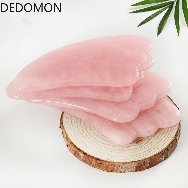 Скребок Для Массажа Гуаша натуральный нефрит розовый кварц камень для лица шеи