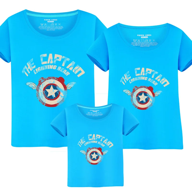 Летнее платье футболки из 2019 хлопка Одинаковая одежда для всей семьи футболка с