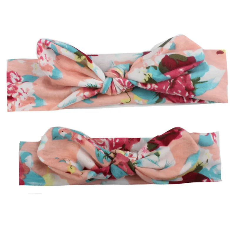 

2PCS Mama & Baby Headwear Bowknot Elastic HeadBands For Women Children Tuban Baby HairBands Hair Accessories 2021