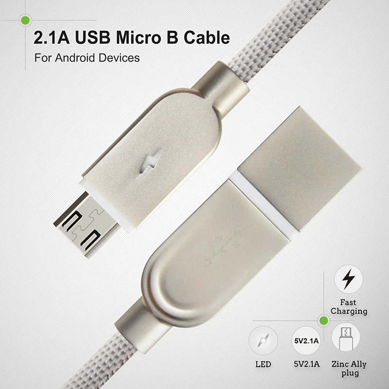 CABLETIME кабель Micro USB с изоляцией питания шнур для зарядки Micro Usb зарядное устройство для samsung Android цинковый сплав светодиодный USB кабель C144