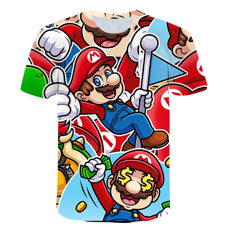 

Children Clothes 3D Print Funny T-Shirt Boys Summer Short Sleeve 3-14T Toddler Tops Sweat Mario Girl Super Zings O-Collar Tees