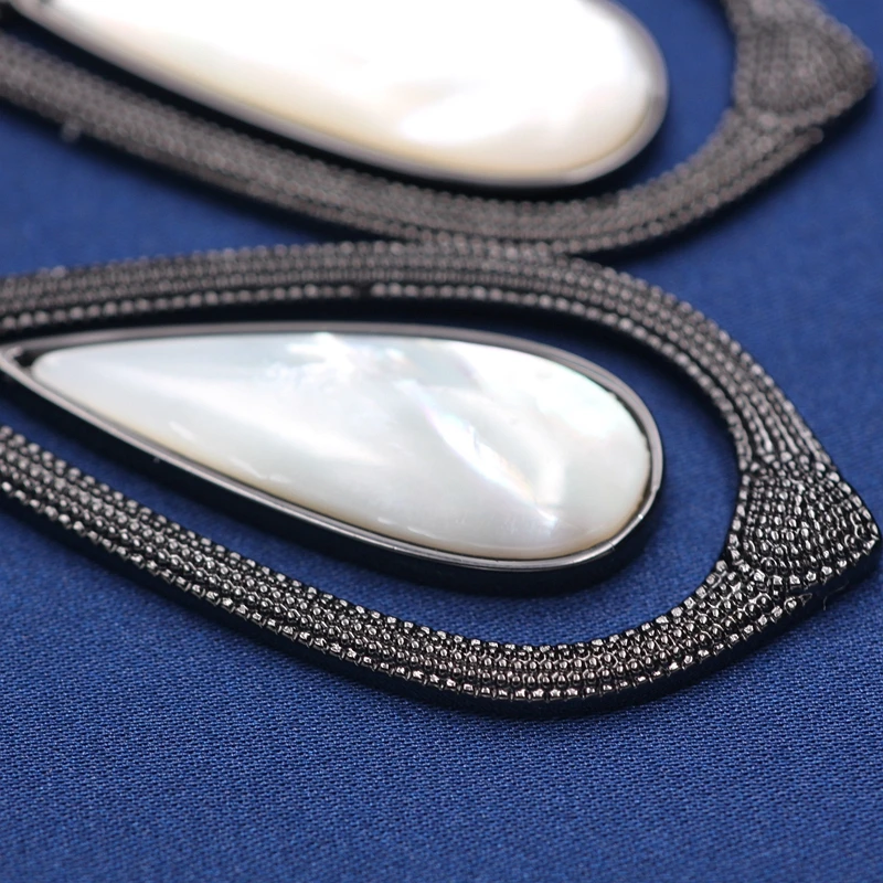 Женские длинные серьги подвески с натуральным пресноводным