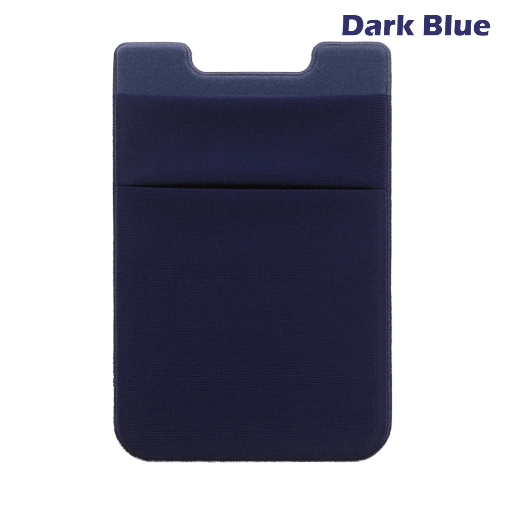 dark blue Новинка, 1 шт., унисекс, Модный Эластичный кошелек для мобильного телефона, держатель для сотового телефона, чехол, лайкра, клейкая наклейка, карман, кредитный ID держатель для карт - Цвет: dark blue