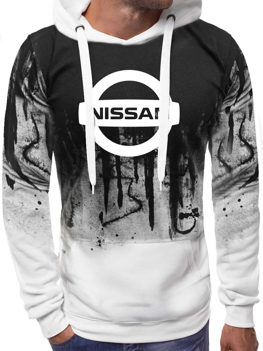

2021 Hoodies Men Nissan Car Logo Print Sweatshirt Spring Autumn Gradient Men Hoodie harajuku Casual Hoody tracksuit