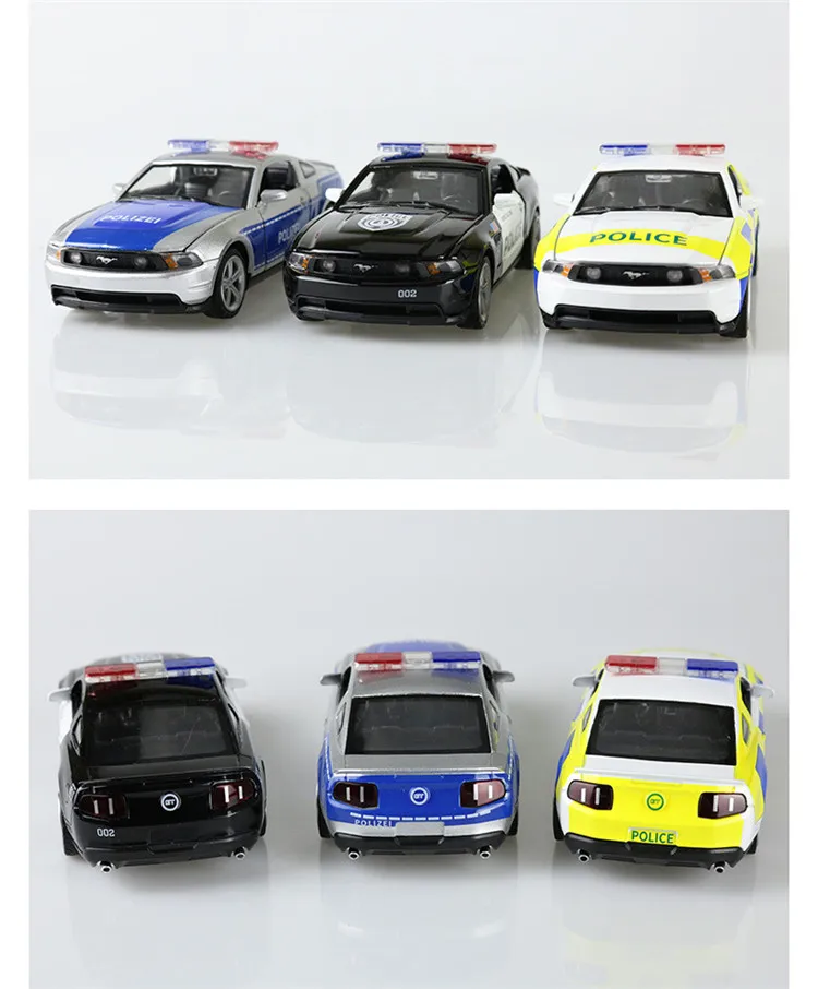 Качество 1:32 Mustang GT Модель из сплава полиции, имитация литья под давлением звук и светильник, игрушка в подарок
