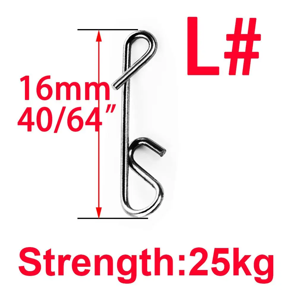 L 100pcs/lot Stainless Fishing Line Wire Fishing Connector Barrel Swivel Accessories Snap Pin Without Knot Tackle Tool Lure Kit - Цвет: L