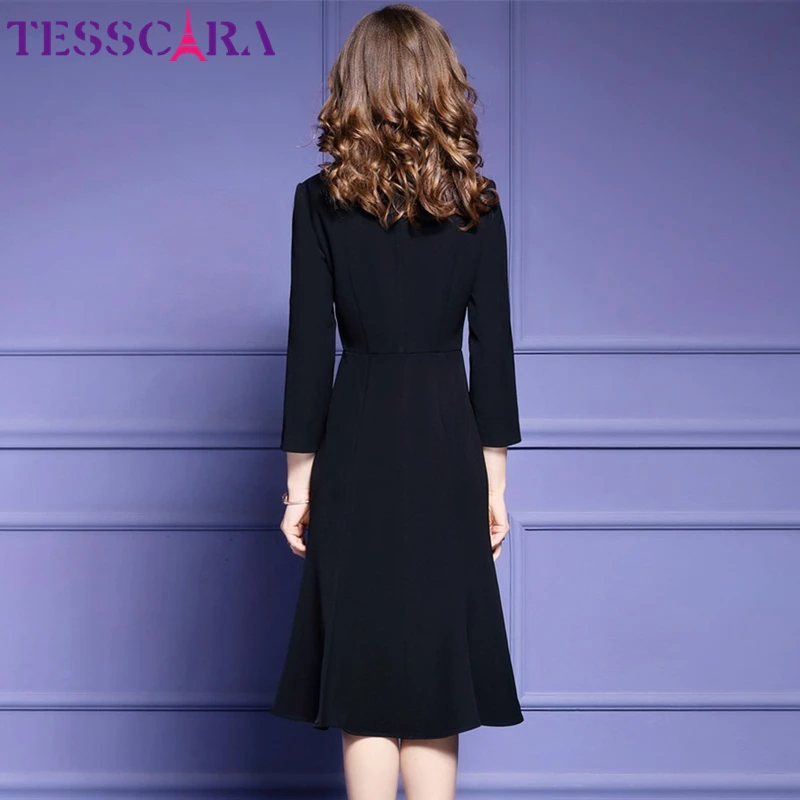 Женское платье с блестками TESSCARA винтажное коктейльное в стиле ретро для осени и