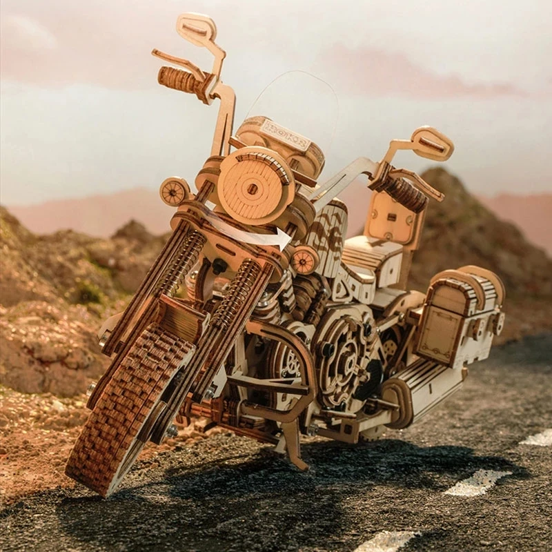 

420 PCS Motorcycle DIY Wooden Cruiser Model Building Block Kits Assembly Toy Gift for Children Adult LK504