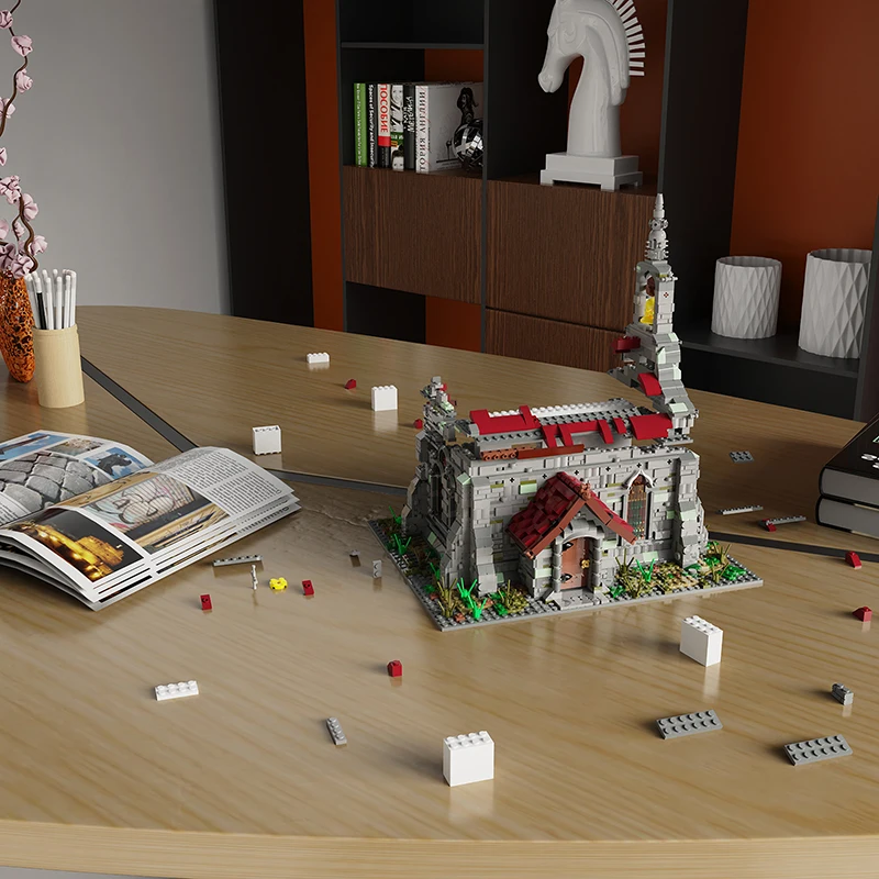 

MOC diy Medieval Cathedral Building Blocks modular house architecture Children Xmas Toys Kids Creativity Education Building Gift