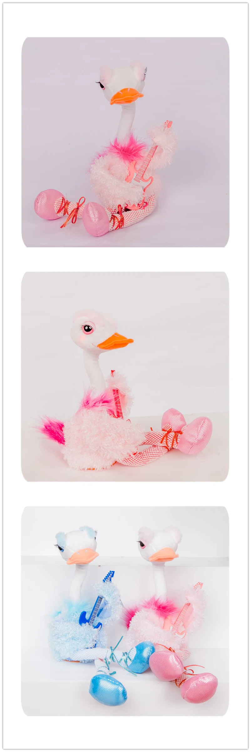 Cartoon ostrich enchanting bird Douyin flamingos force people to dance, sing, electric fluffy Xmas Gifts for Girls Kids Children