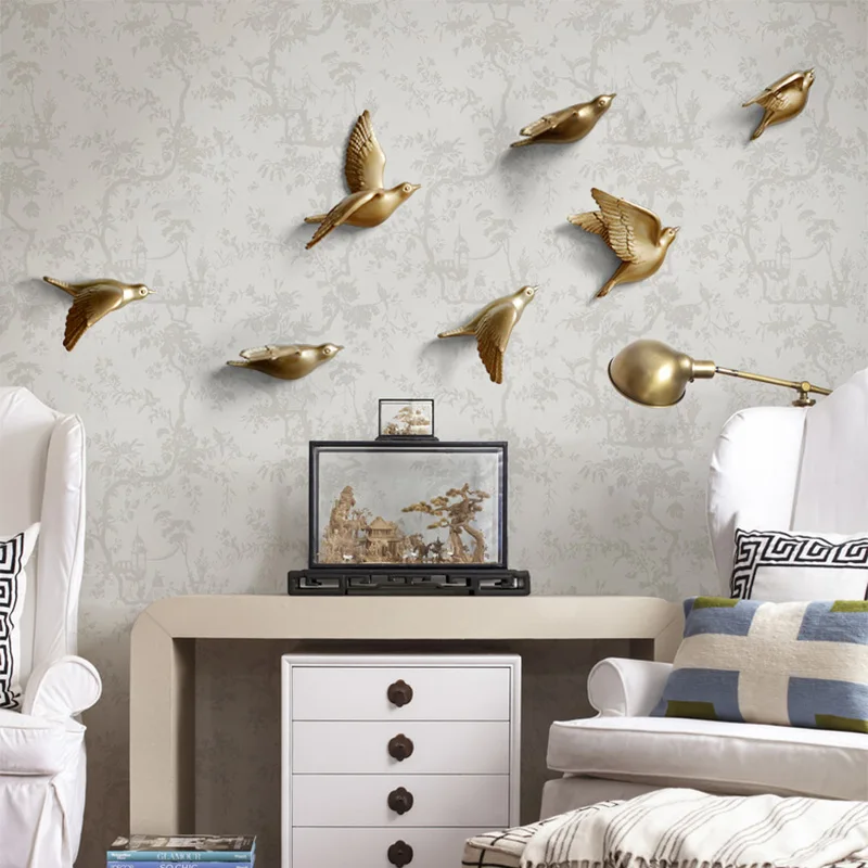 

Resin Birds Creative For Wall 3d Sticker Living Room Animal Figurine Wall Murals tv Wall Background Decorative Home Decor Birds