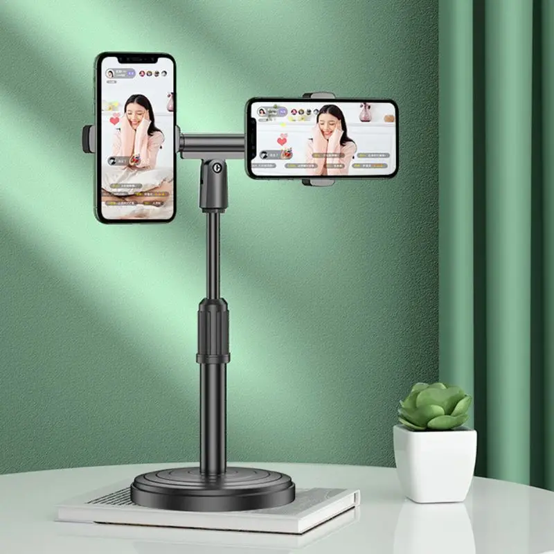 

360 Degree Rotation Retractable Mobile Phone Live Broadcast Stand Double Hand Machine Bracket Live Broadcasting Holder