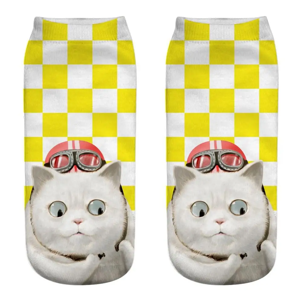 Для женщин забавные куртка с милыми кошачьими 3D носки принтом до лодыжки унисекс