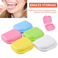 1pcs plastic denture case oral hygiene supplies organizer fake teeth orthodontic case dental storage box mouth guard dental tool