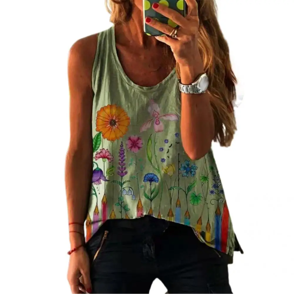 

Loose Top Floral Print All Match Vest for Daily Wear Women Vest Loose Top Floral Print All Match Vest for Daily Wear