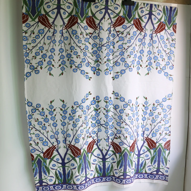 1 метр х 35 м тонкая синяя хлопковая Марля с цветочным принтом хлопчатобумажная